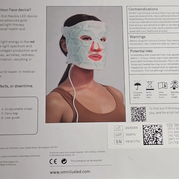 Omnilux Contour LED Face Mask - White and Green - Picture 6 of 7